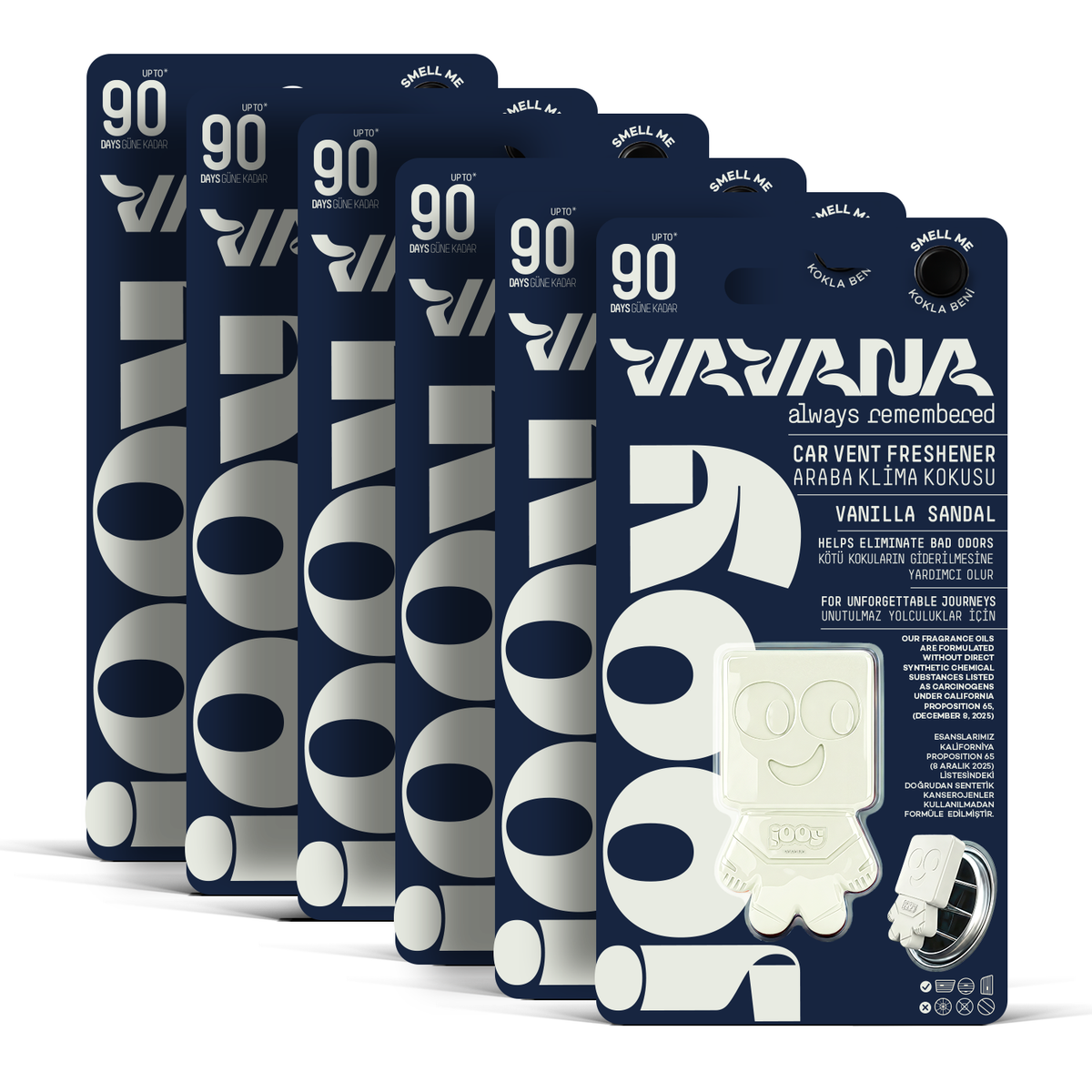 JOOY Car Air Freshener 6-Pack - Vanilla Sandal