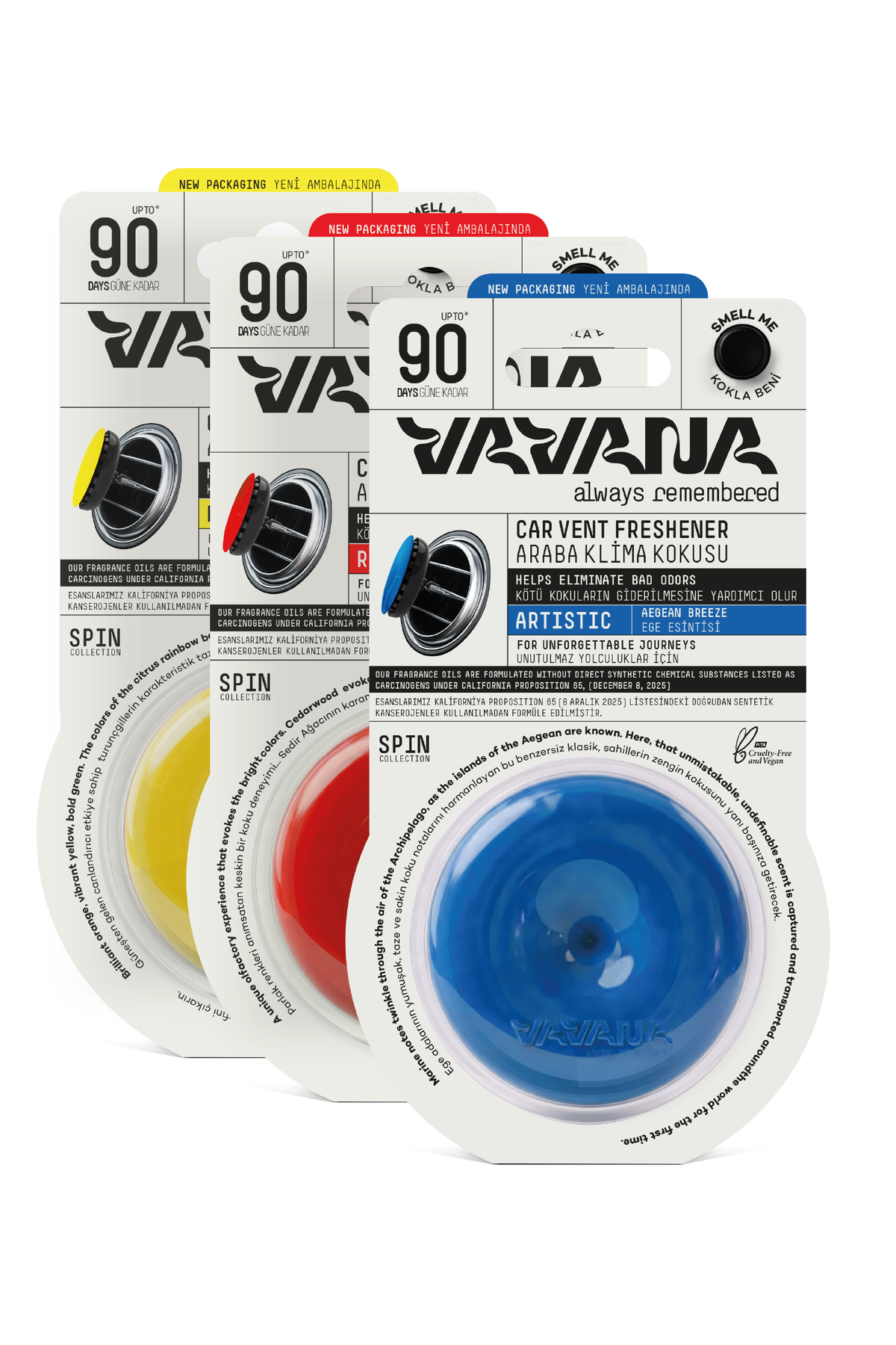 SPIN Car Air Freshener 3-Pack - Artistic | Energetic | Relaxed