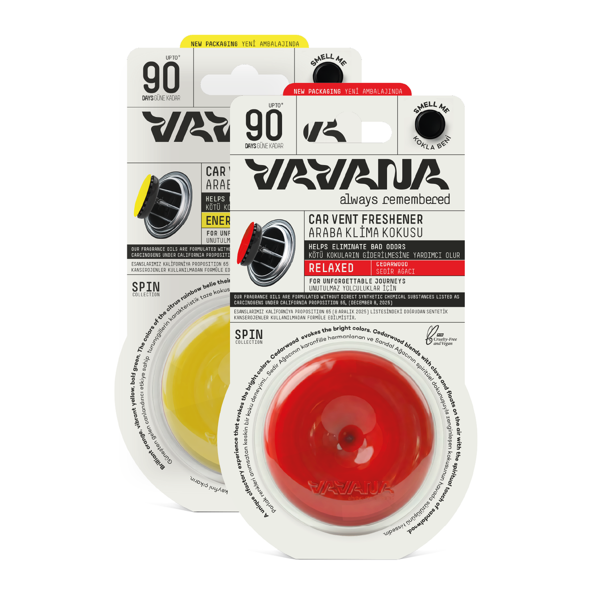 SPIN Car Air Freshener 2-Pack - Energetic | Relaxed