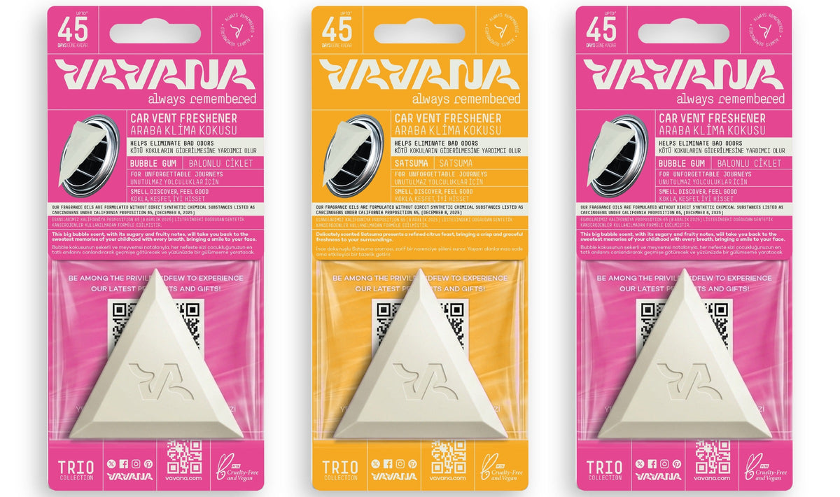 TRIO Car Air Freshener 3-Pack - Bubble Gum, Satsuma, Bubble Gum