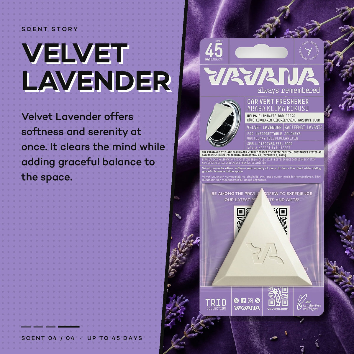 TRIO Car Air Freshener - Velvet Lavender