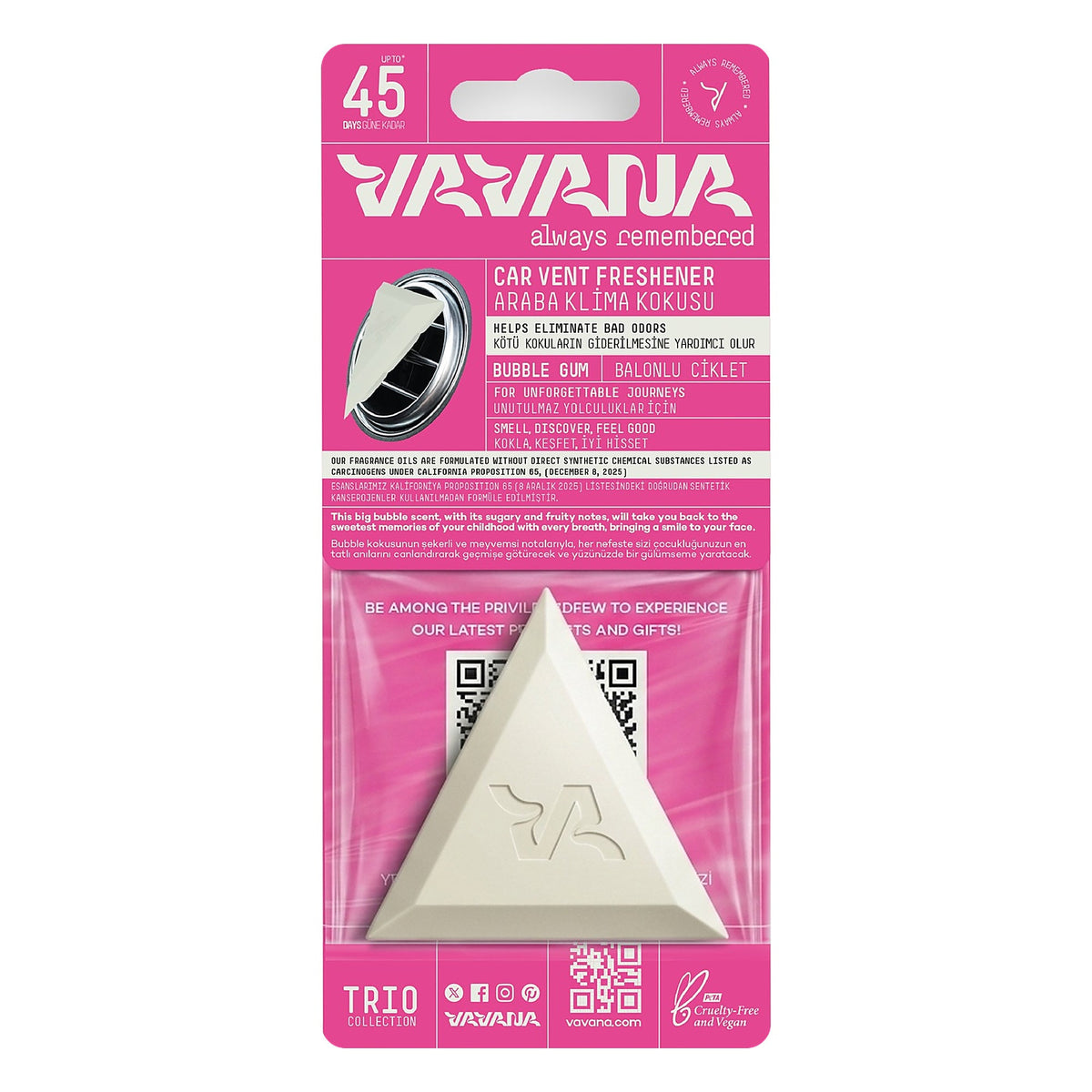 TRIO Car Air Freshener - Bubble Gum