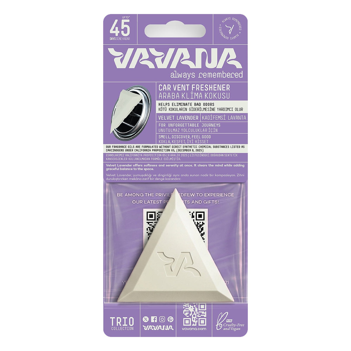 TRIO Car Air Freshener - Velvet Lavender
