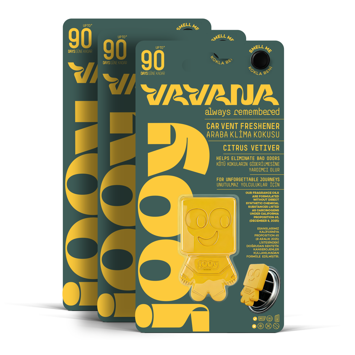JOOY Car Air Freshener 3-Pack - Citrus Vetiver