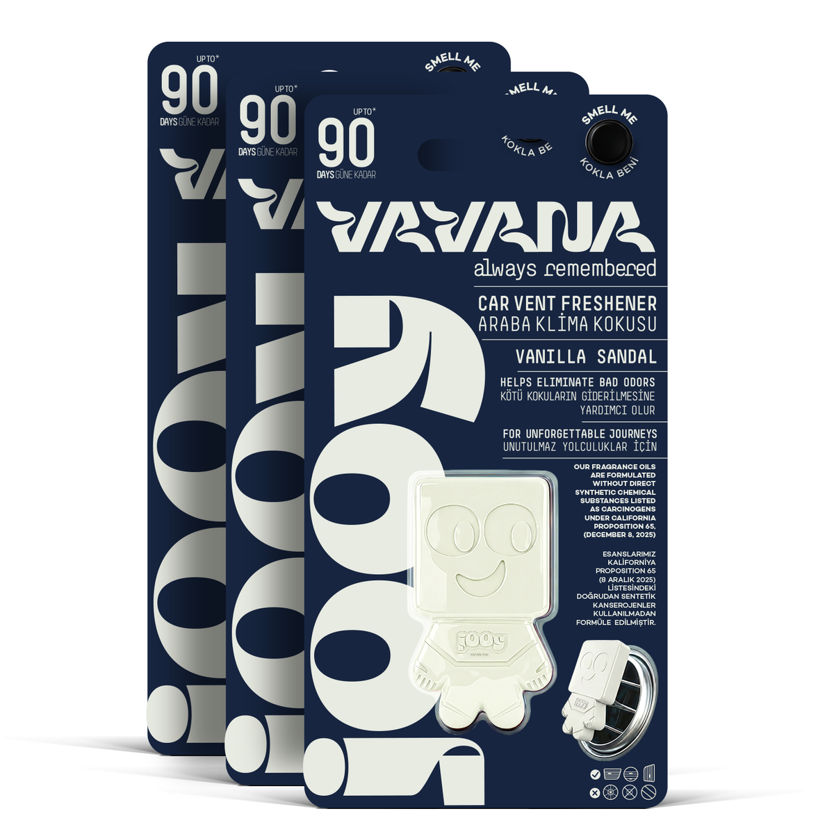 JOOY Car Air Freshener 3-Pack - Vanilla Sandal