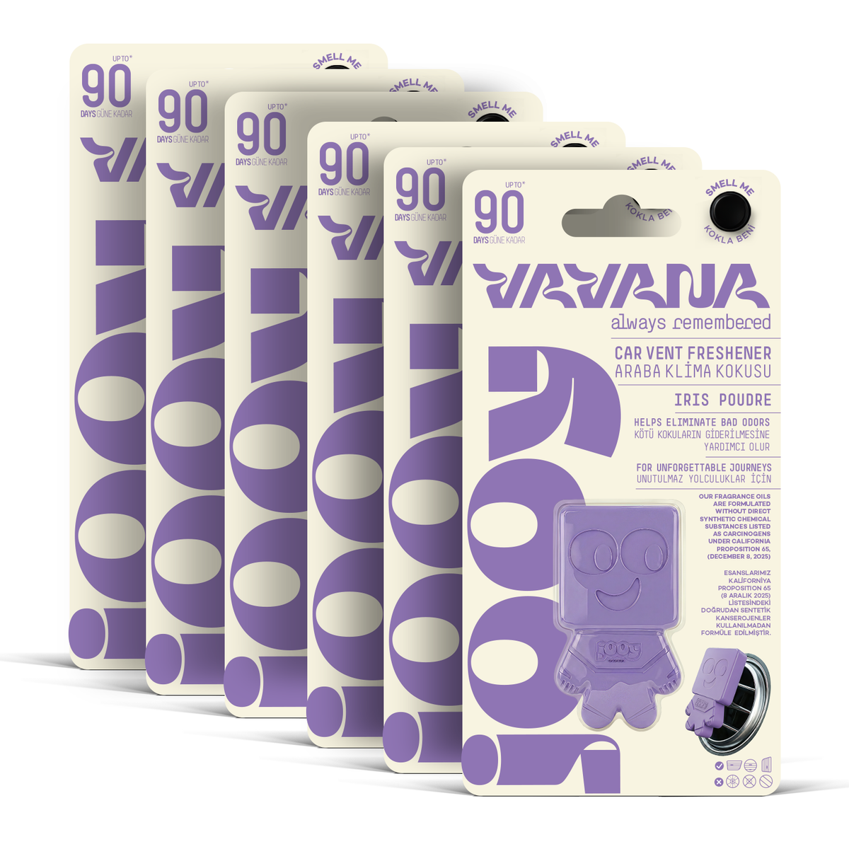 JOOY Car Air Freshener 6-Pack - Iris Poudre