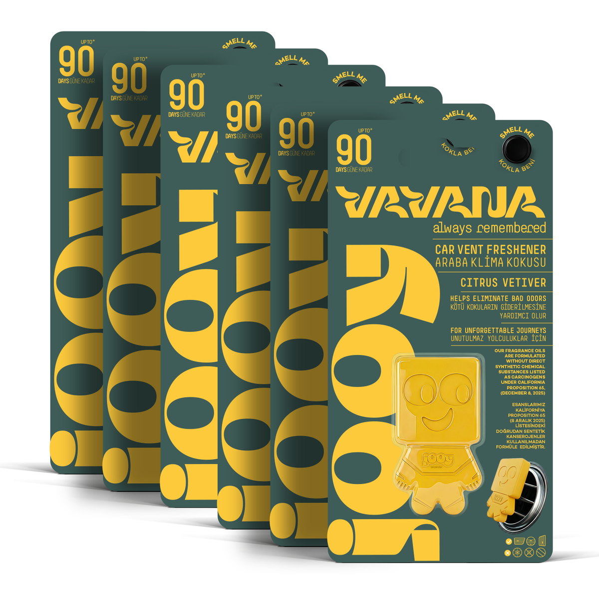 JOOY Car Air Freshener 6-Pack - Citrus Vetiver