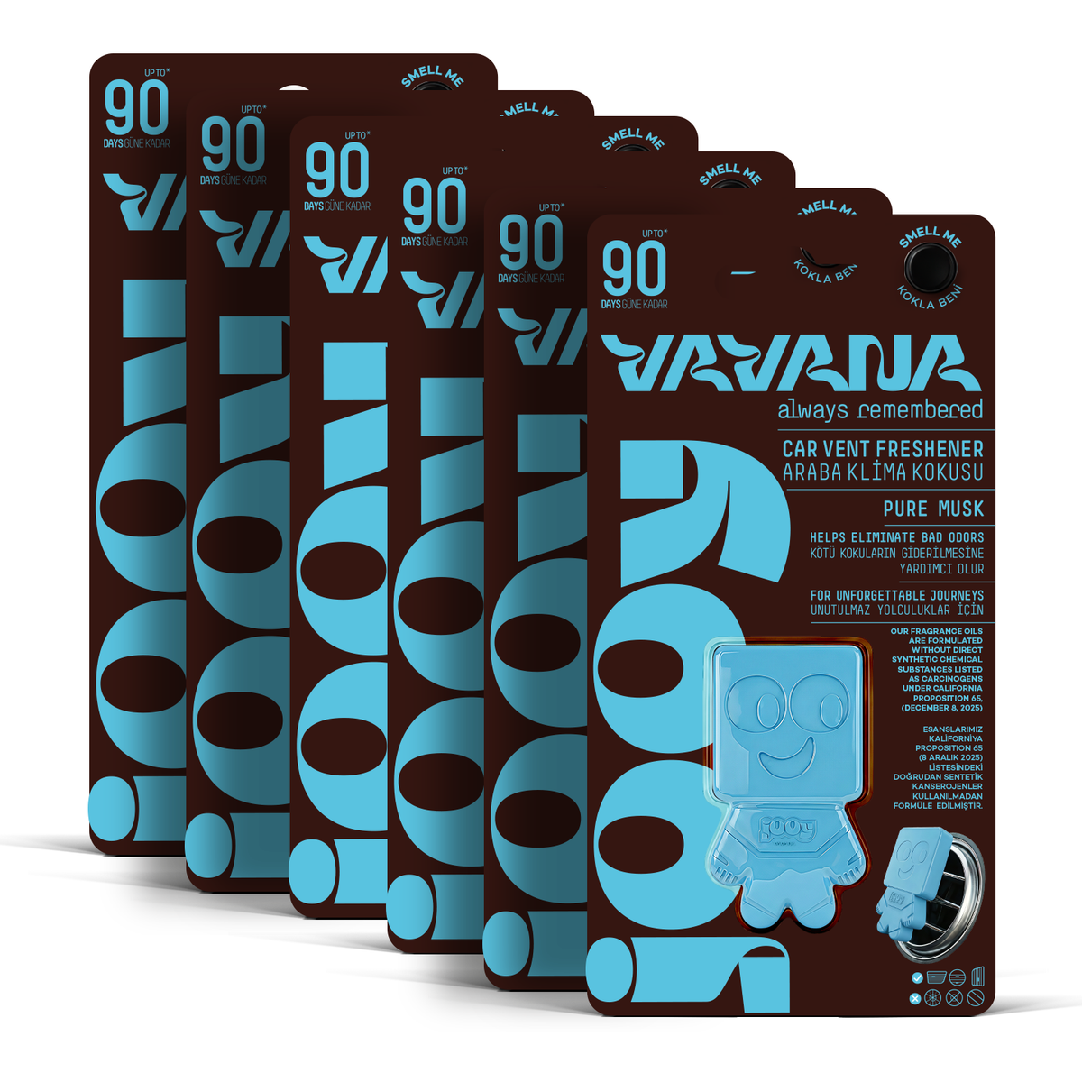 JOOY Car Air Freshener 6-Pack - Pure Musk