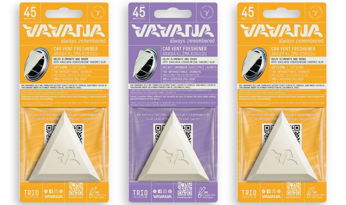 TRIO Car Air Freshener 3-Pack - Satsuma, Lavender, Satsuma