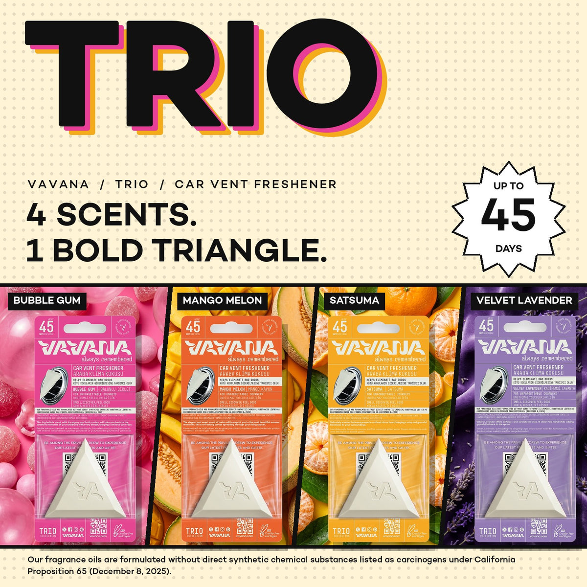 TRIO Car Air Freshener - Bubble Gum