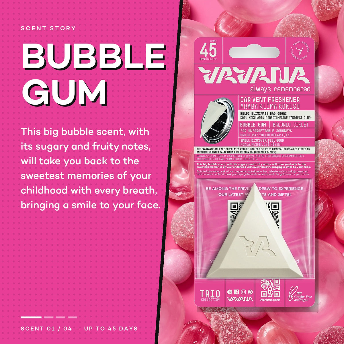TRIO Car Air Freshener - Bubble Gum