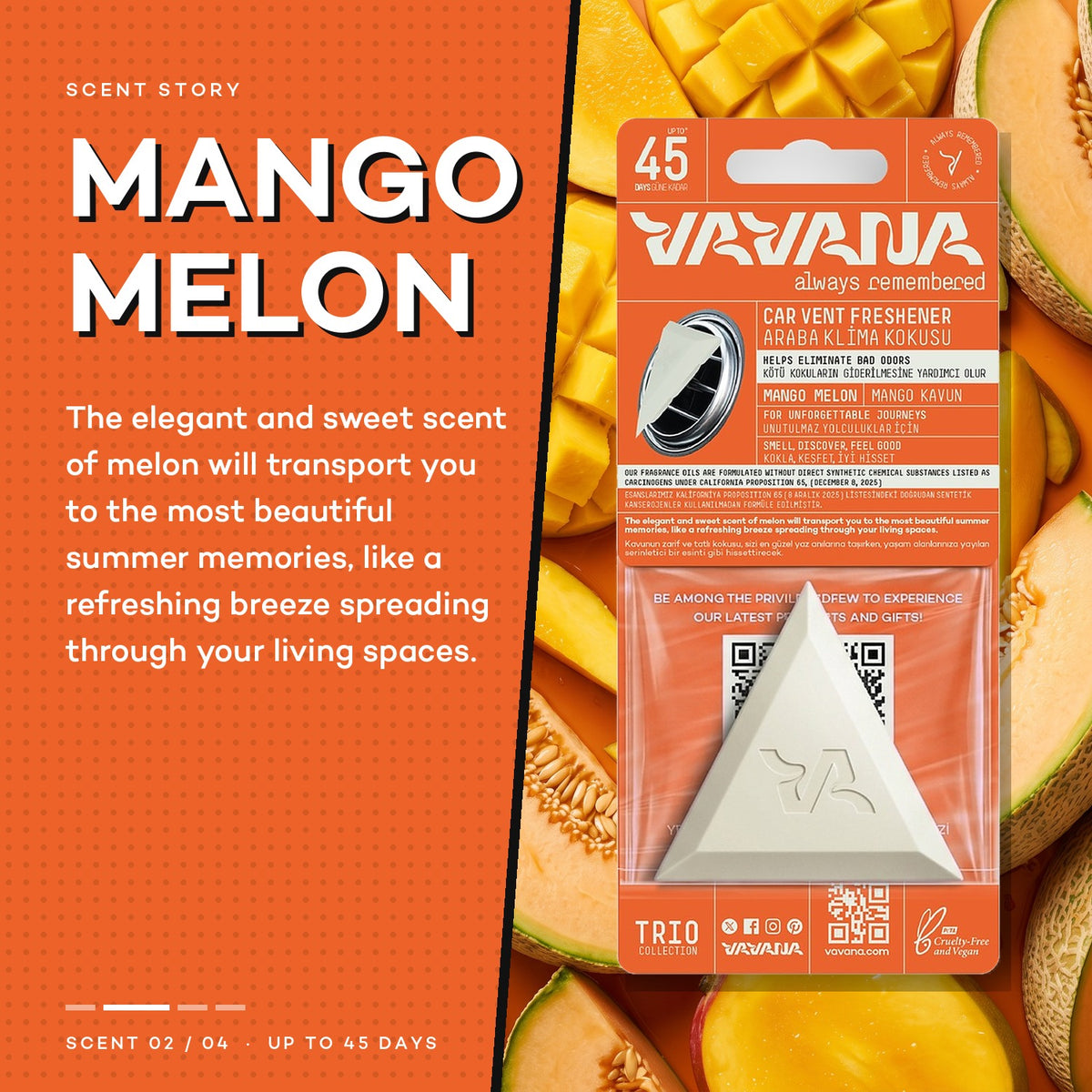 TRIO Car Air Freshener - Mango Melon