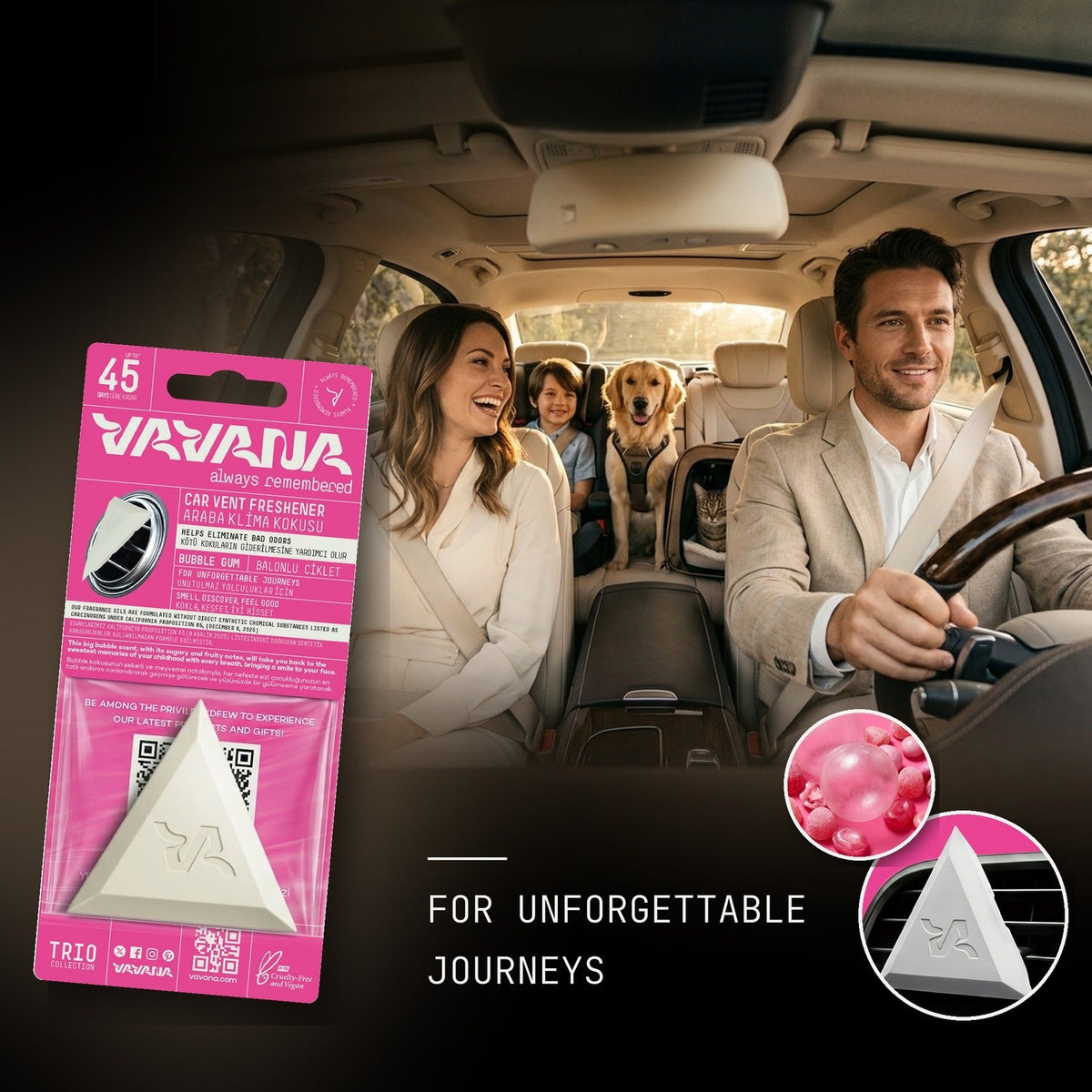 TRIO Car Air Freshener - Bubble Gum
