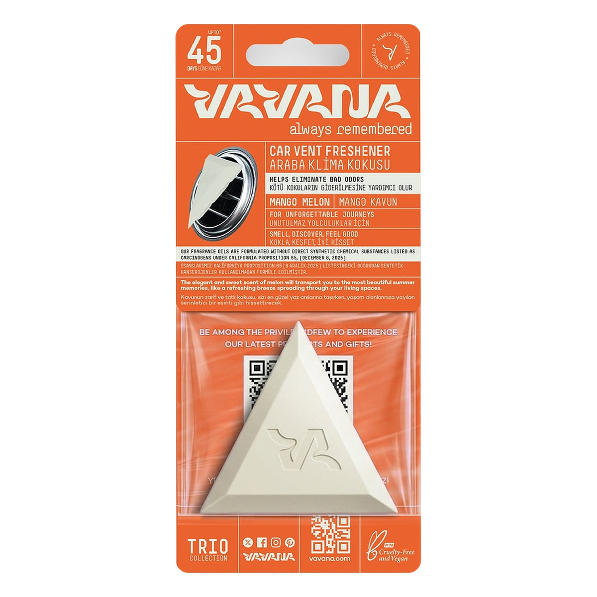 TRIO Car Air Freshener - Mango Melon
