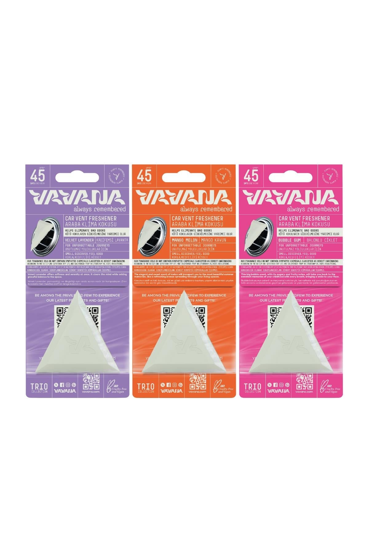 TRIO Car Air Freshener 3-Pack - Lavender, Mango & Melon, Big Babol